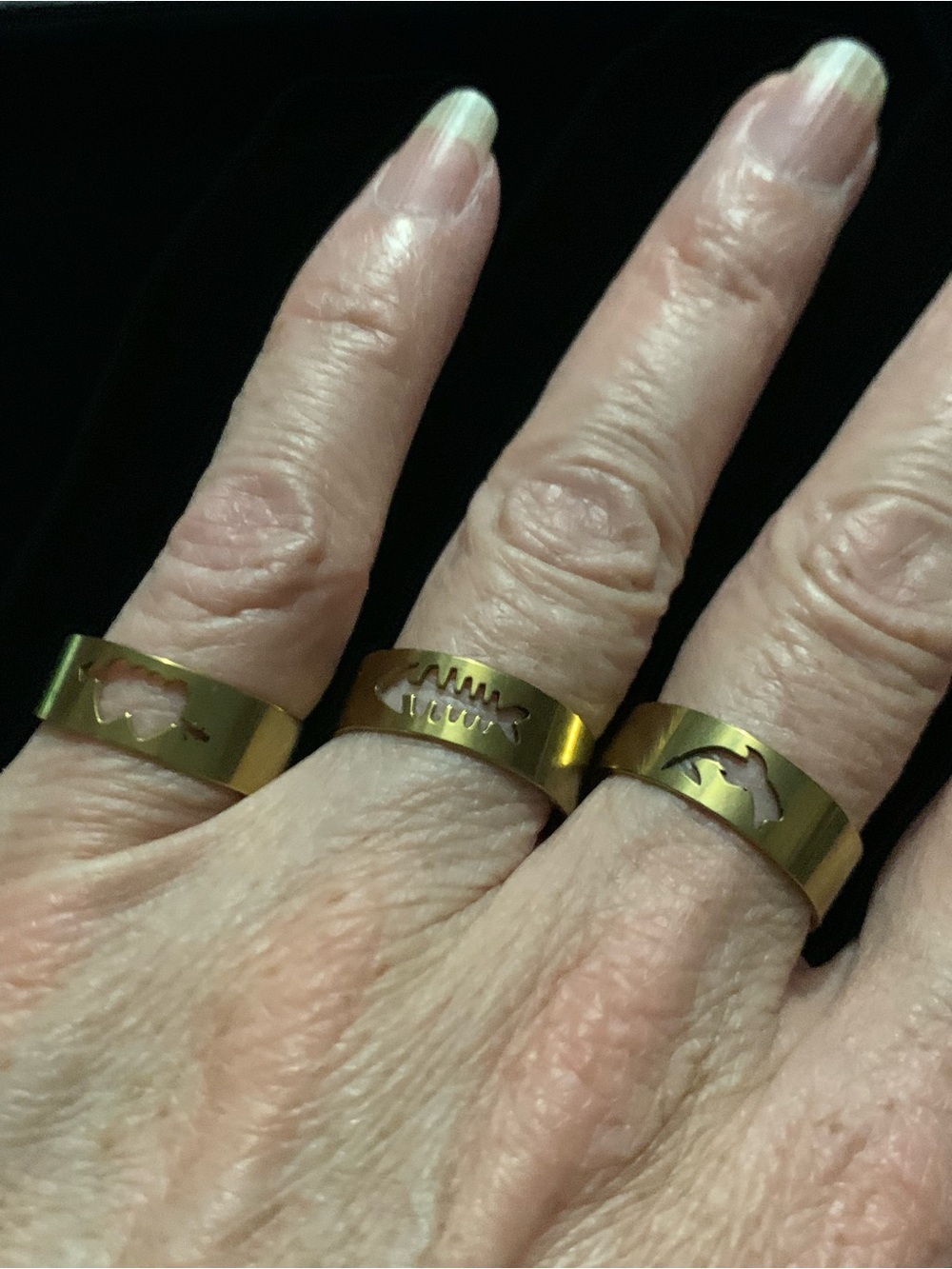 Set of 3 Gold-Tone Cutout Band Rings